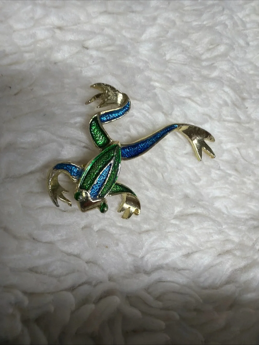 Gerry’s Gold-Tone Blue & Green Frog Pin -